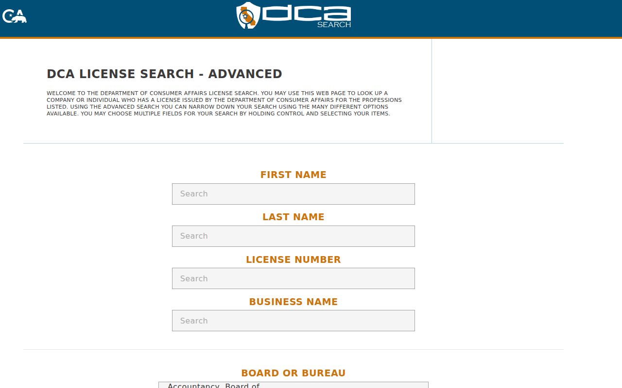 Perris people search by California professional license