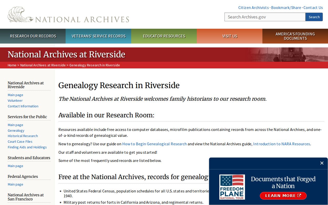 Perris people search at National Archives Riverside genealogy resources